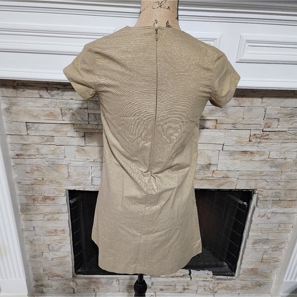 Karta metallic gold beaded front 50s 60s style cocktail party mini dress size Xs - Picture 2 of 10